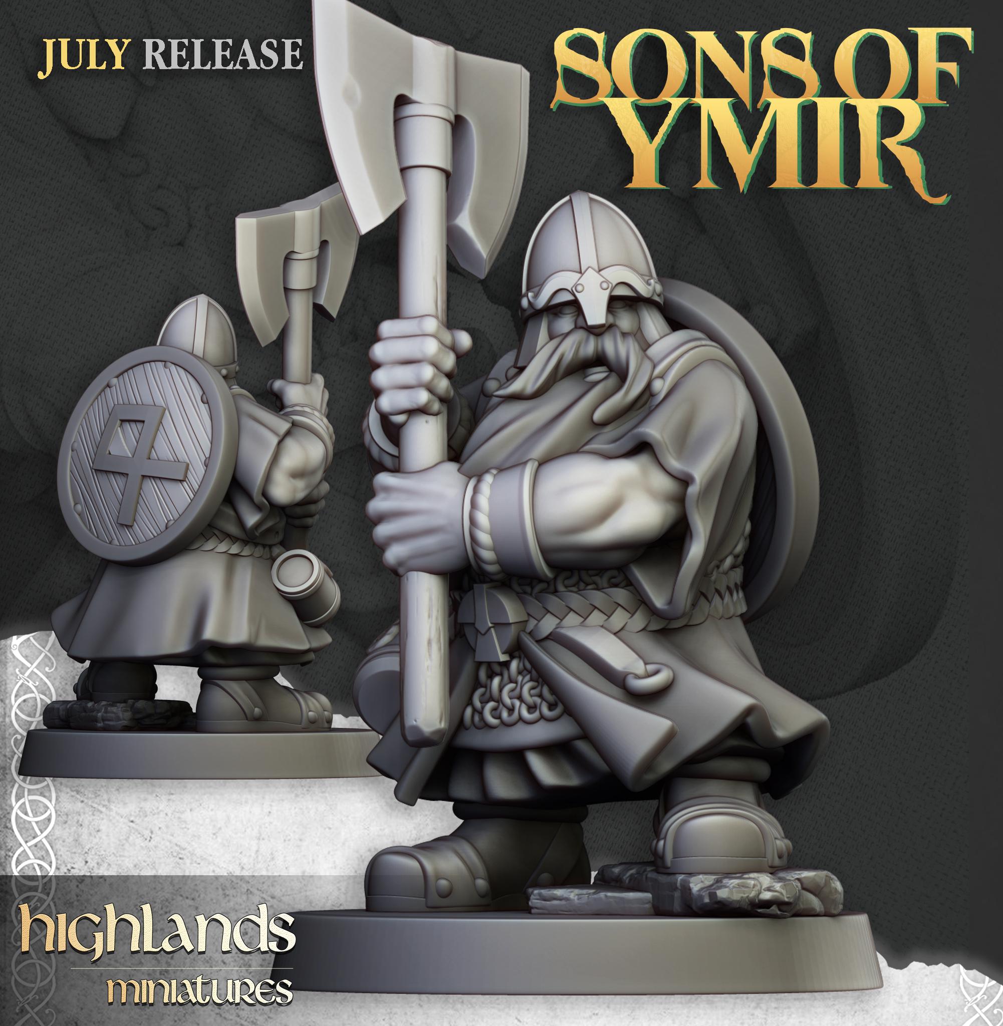 Dwarfs Warriors with Two Handed Weapons  - in 12k- by Highlands Miniatures