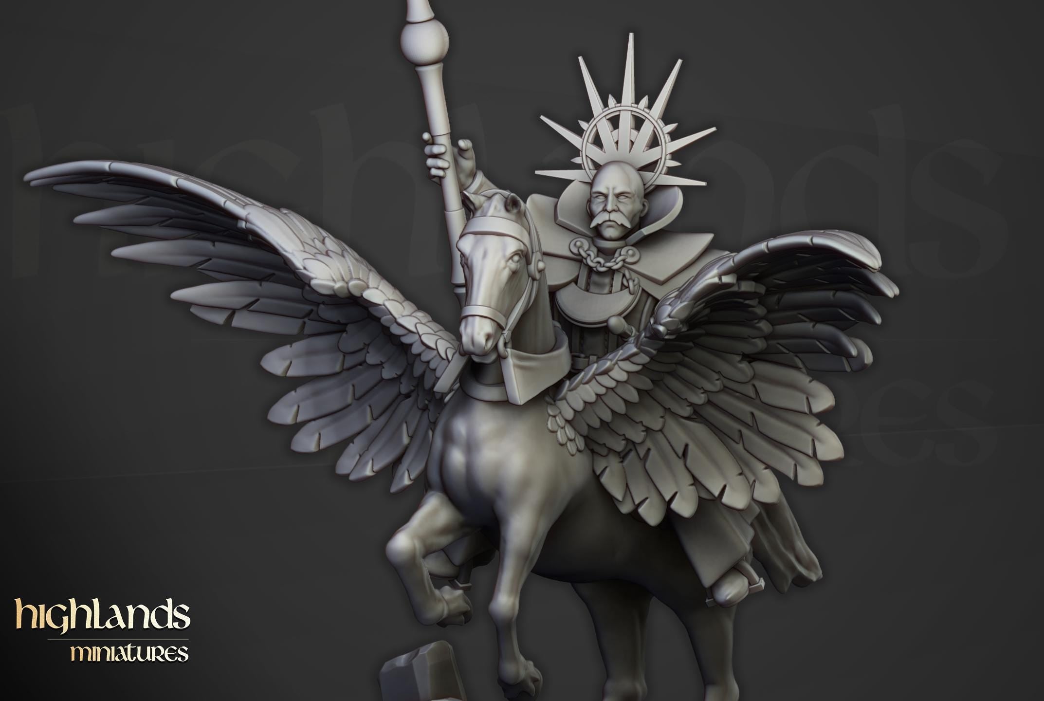 High Mage of Sunland on Pegasus - in 12k- by Highlands Miniatures