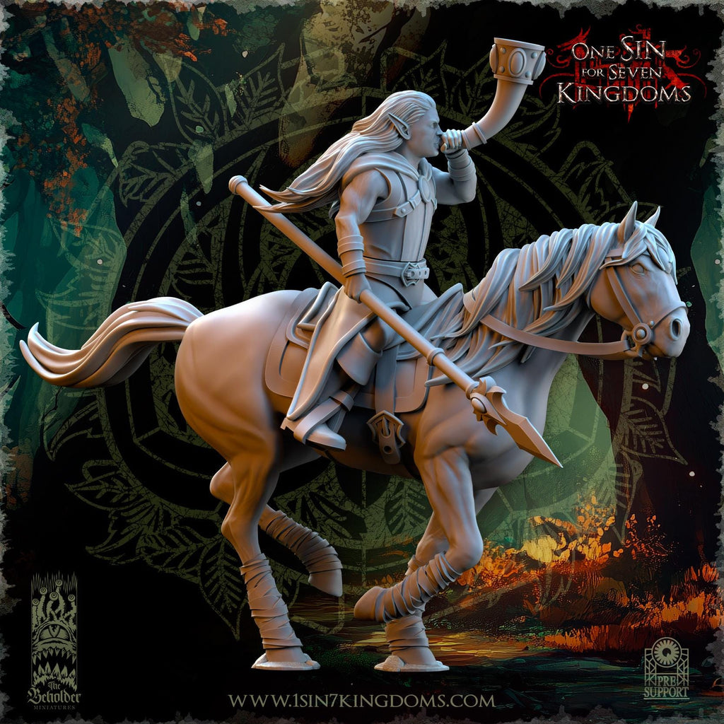 Evergreen Elves Meadow Riders Command Group - in 12k - by TheBeholderMiniatures