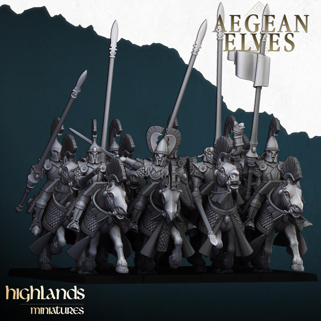 Aegean Elves Mounted Lances  - in 12k- by Highlands Miniatures