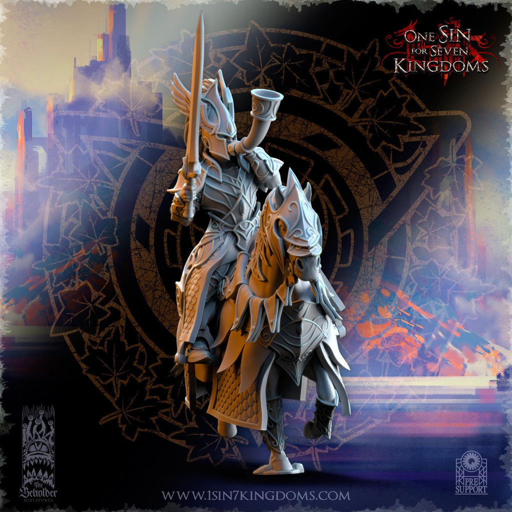 Silvermoor Elves Knights of Ashur Command Group - in 12k- by TheBeholderMiniatures