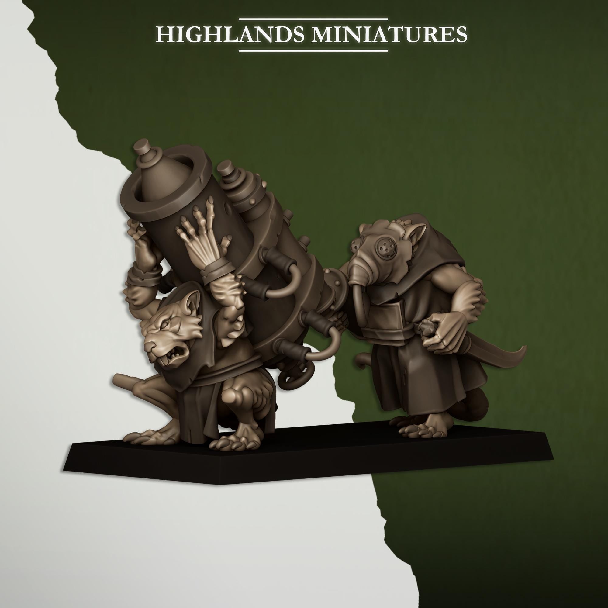 Sewer Vermin Heavy Weapons Teams - in 12k- by Highlands Miniatures