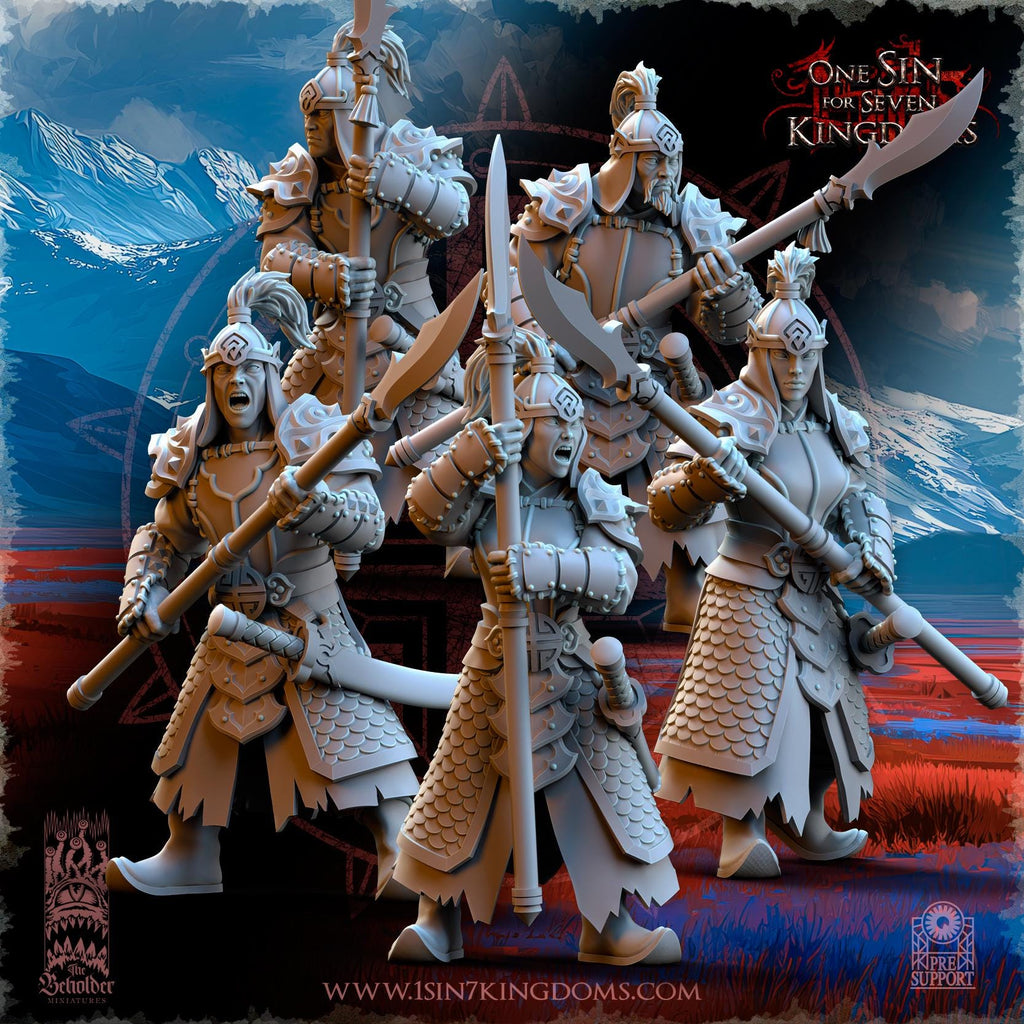 Astarii Dynasty Warriors spearmen in 12k by TheBeholderMiniatures