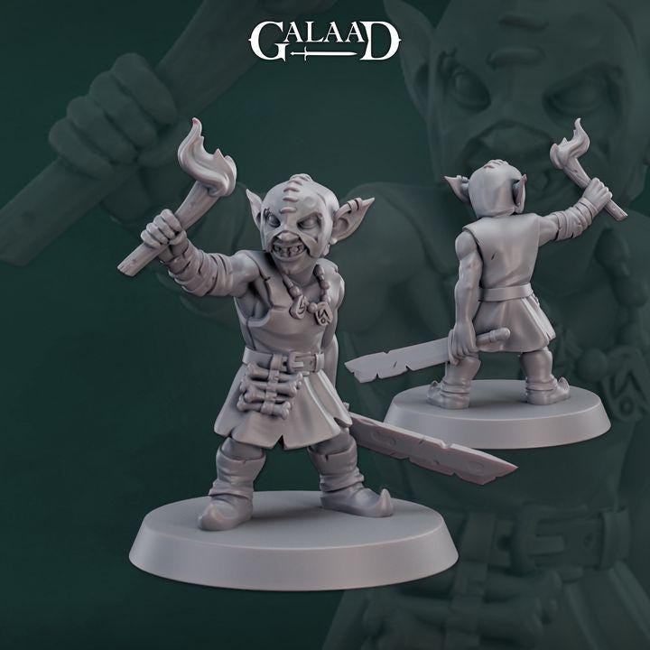Goblin squad miniature - 12K Resin Print - 7 models - Galaad