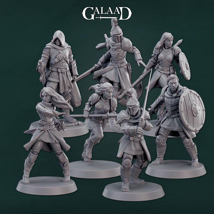 Warriors - 7 squad miniature - 12K Resin Print - galaad