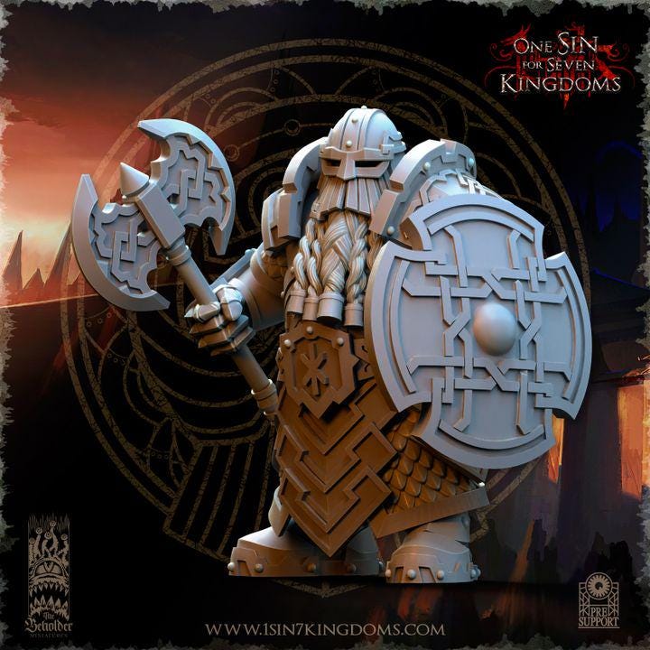 Dwarven kingdom iron head warriors - 12k  by The Beholder Miniatures