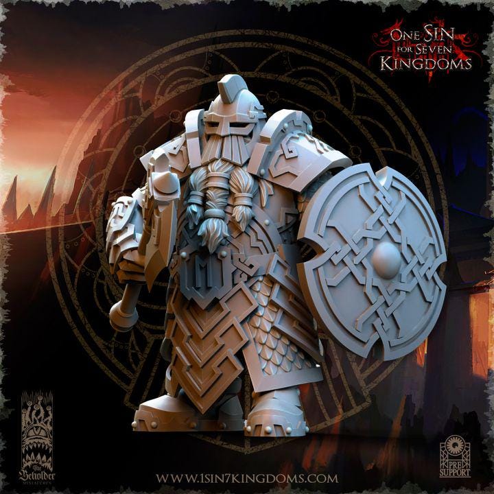 Dwarven kingdom iron head warriors - 12k  by The Beholder Miniatures
