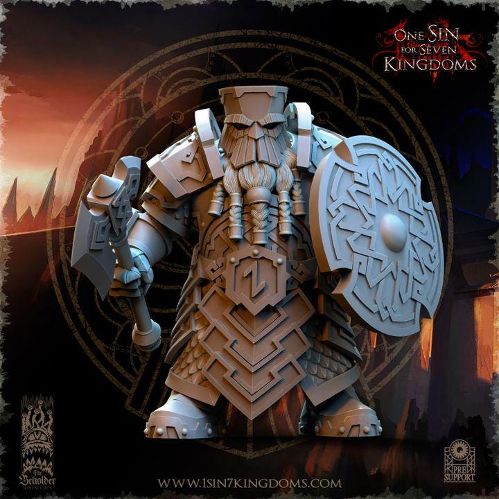 Dwarven kingdom iron head warriors - 12k  by The Beholder Miniatures