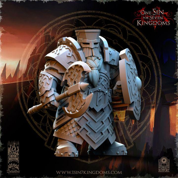 Dwarven kingdom iron head warriors - 12k  by The Beholder Miniatures