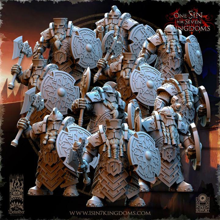 Dwarven kingdom iron head warriors - 12k  by The Beholder Miniatures
