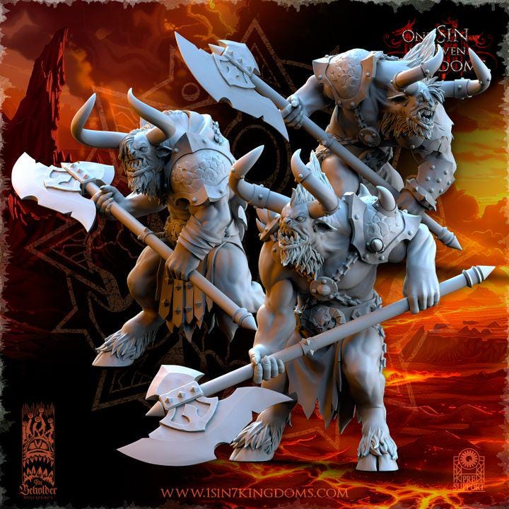 Realms of Mayhem Minotaurs - in 12k by The Beholder Miniatures