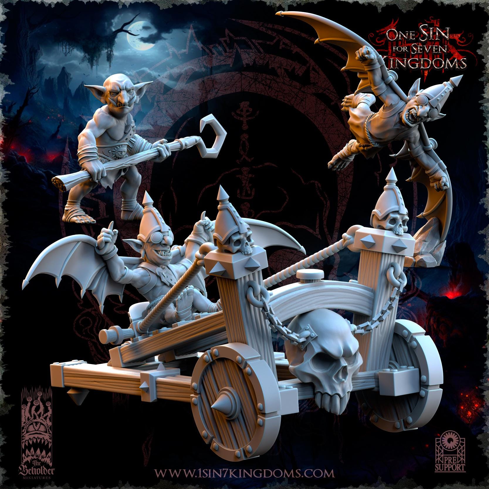 The Black Horde Goblins Slingshot of Doom miniatures - in 12k by The Beholder Miniatures