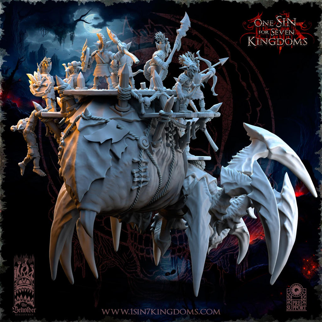 The Black Horde Goblins Behemoth Spider miniature - in 12k - By The Beholder Miniatures