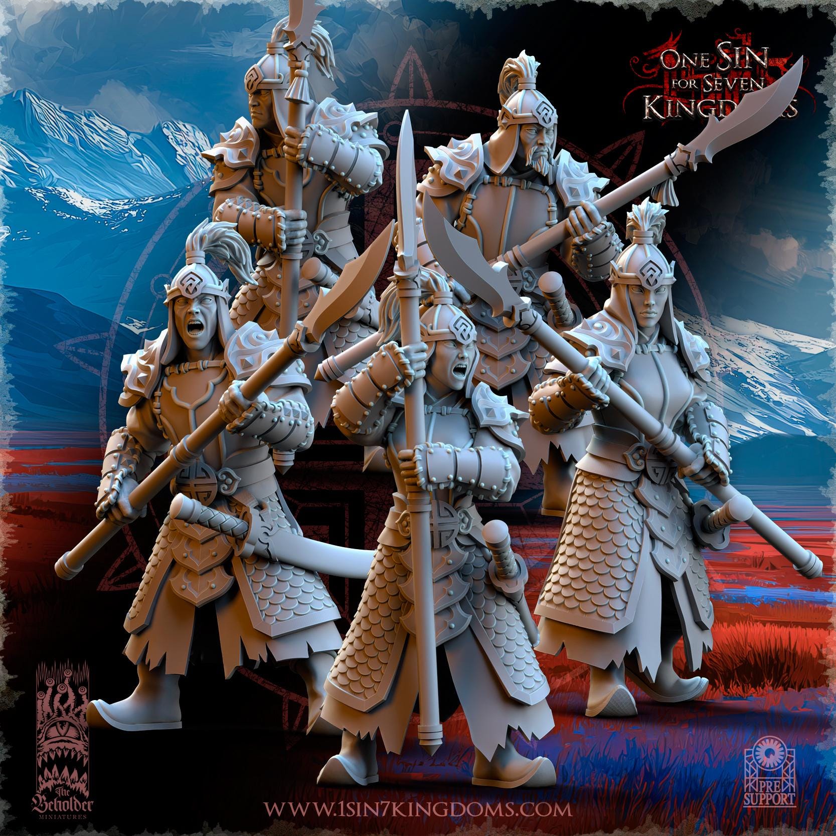 Astarii Dynasty Warriors spearmen in 12k by The Beholder Miniatures