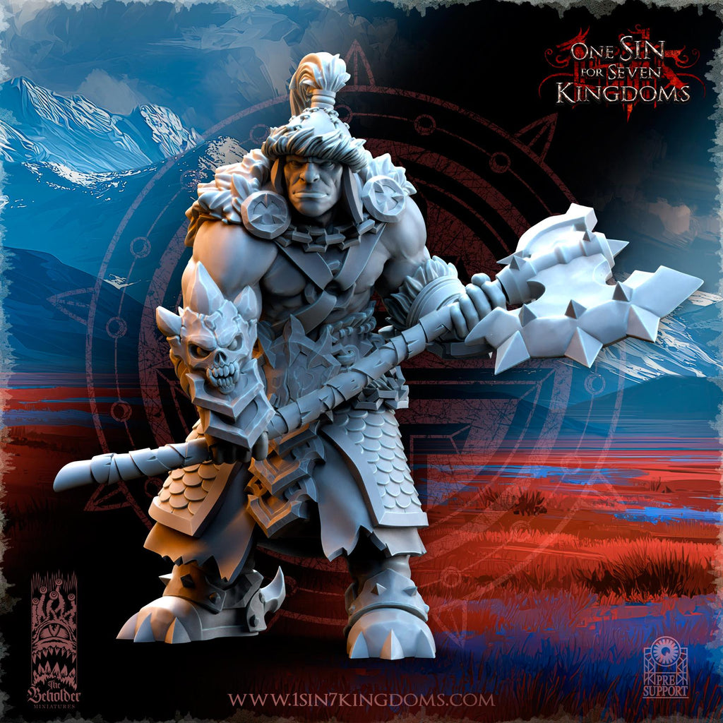 Astarii Barbarian Warlord in 12k by The Beholder Miniatures