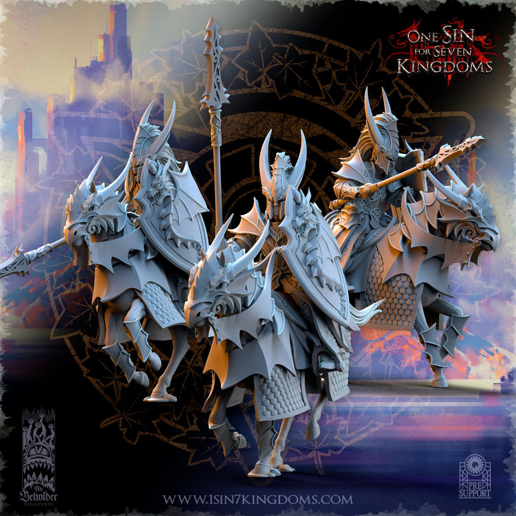 Silvermoor Elves Dragonborn Knights - in 12k- by The Beholder Miniatures