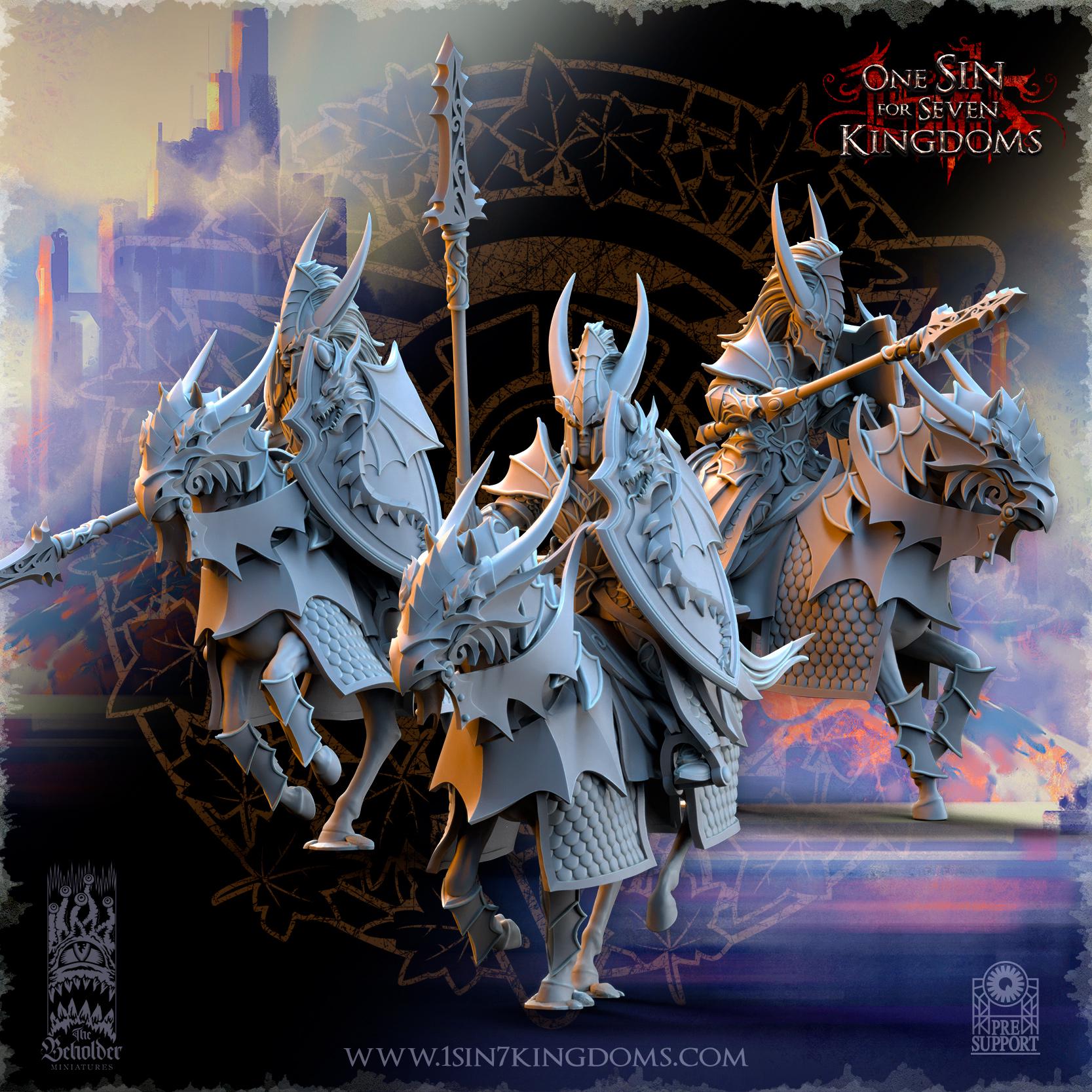 Silvermoor Elves Dragonborn Knights - in 12k- by The Beholder Miniatures
