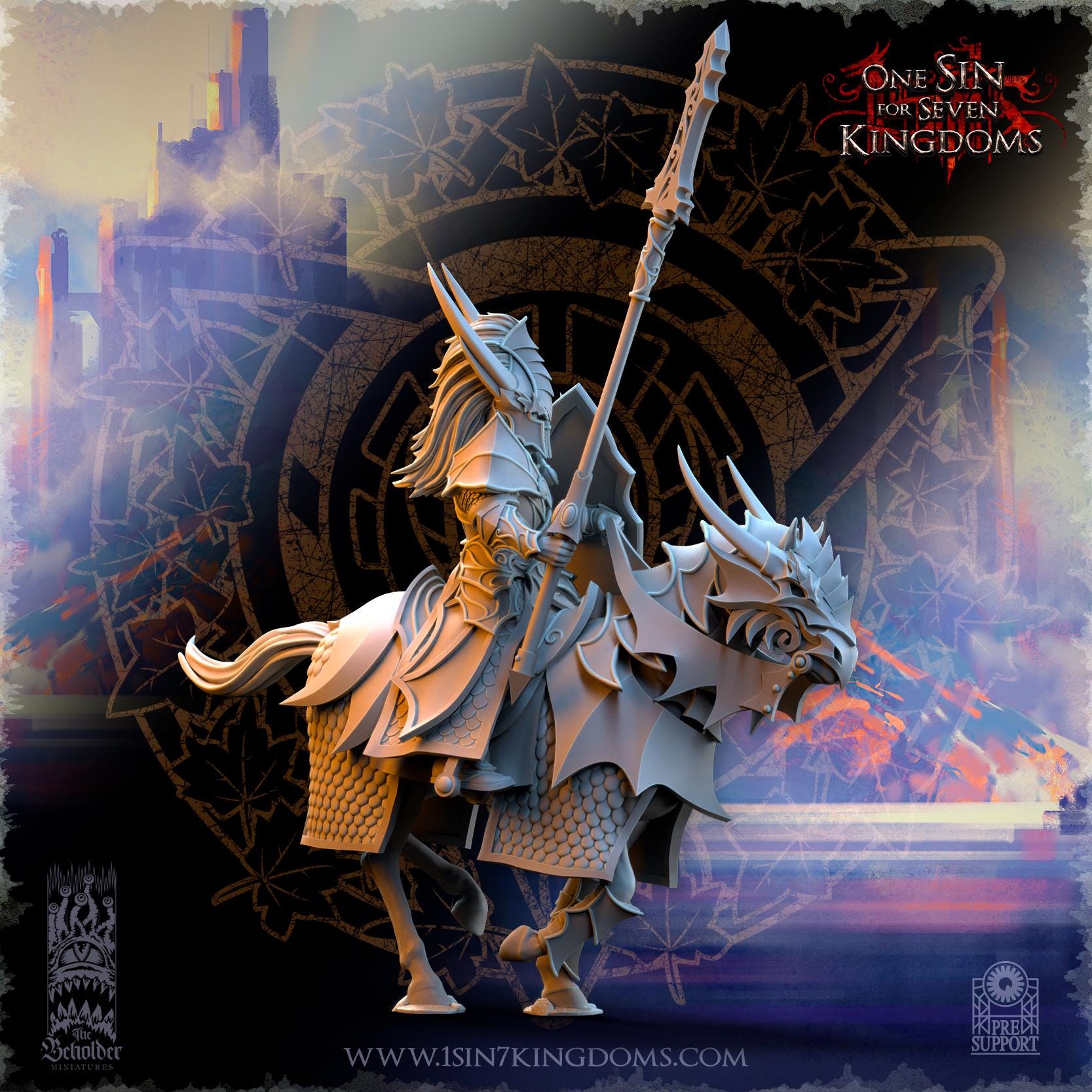 Silvermoor Elves Dragonborn Knights - in 12k- by The Beholder Miniatures