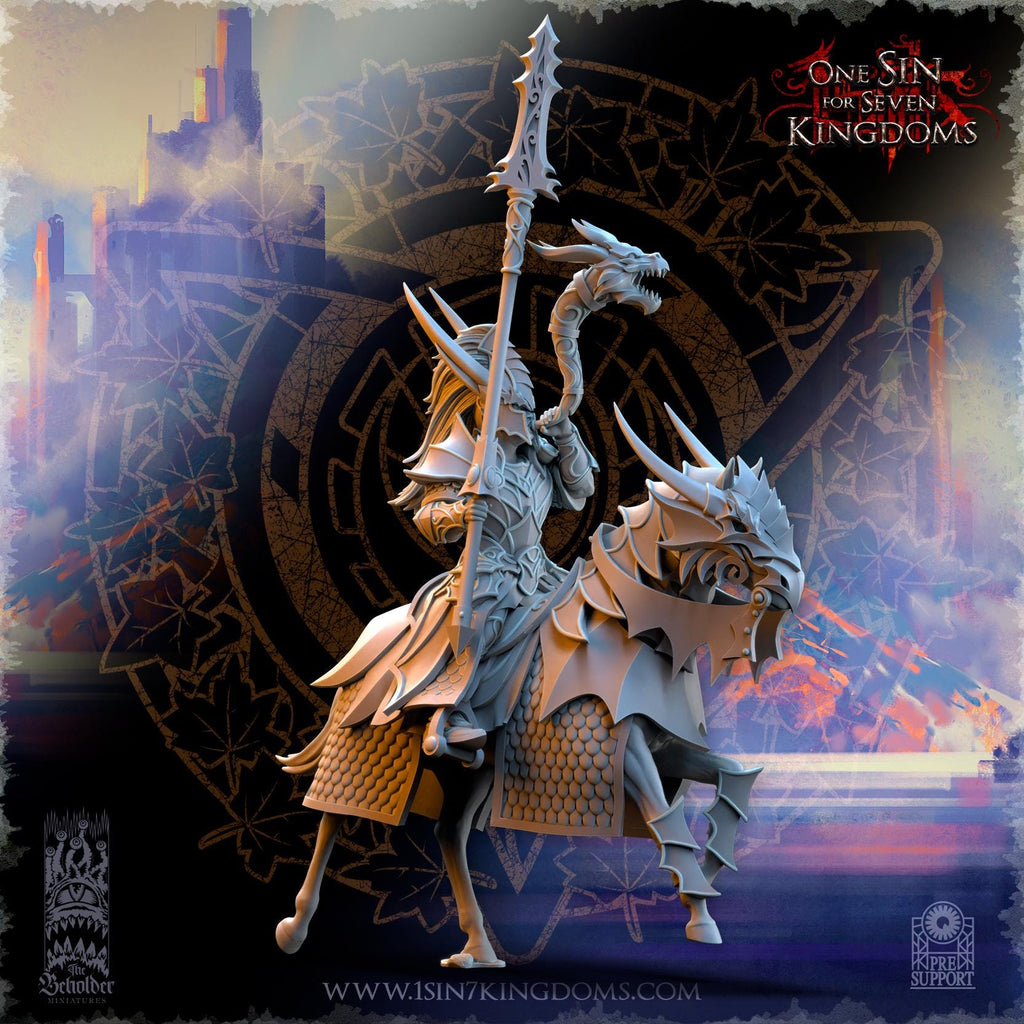 Silvermoor Elves Dragonborn Knights Command Group - in 12k- by The Beholder Miniatures