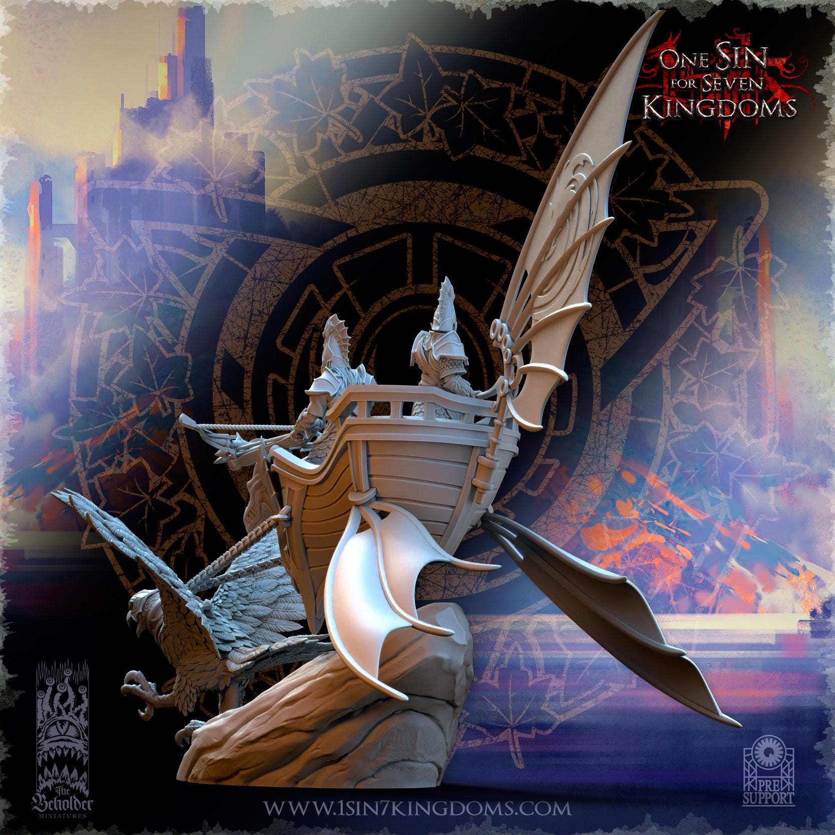 Silvermoor Elves Eagle Chariot - in 12k- by The Beholder Miniatures