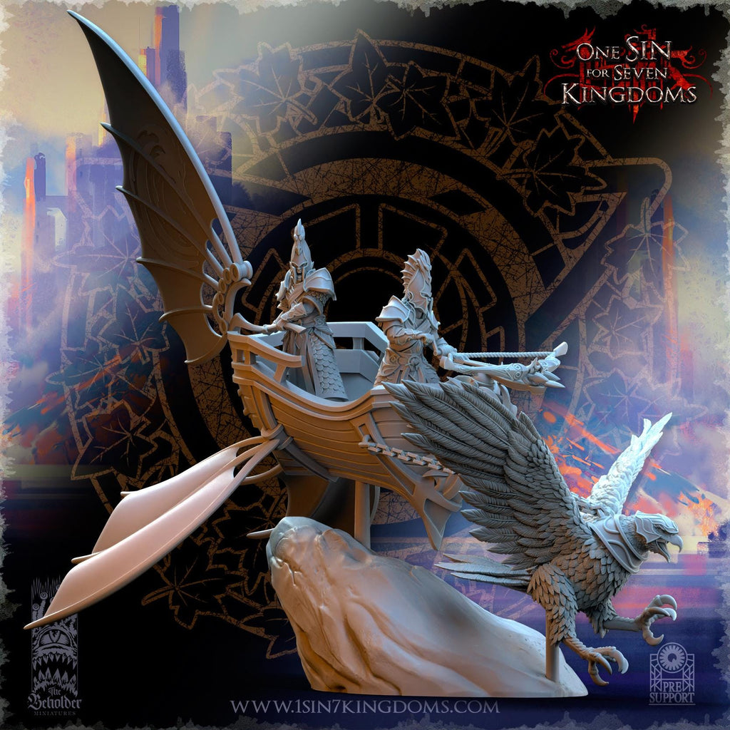 Silvermoor Elves Eagle Chariot - in 12k- by The Beholder Miniatures
