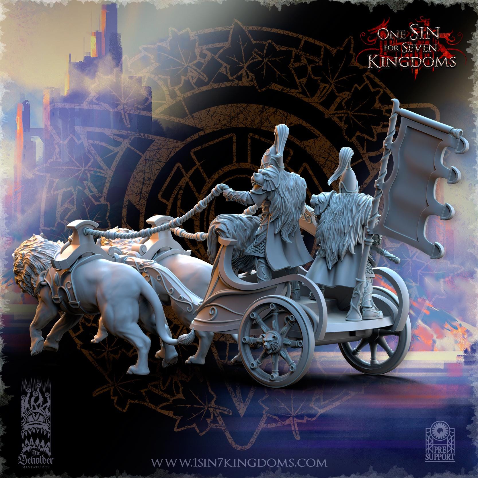 Silvermoor Elves Bear Guardians Chariot - in 12k- by The Beholder Miniatures