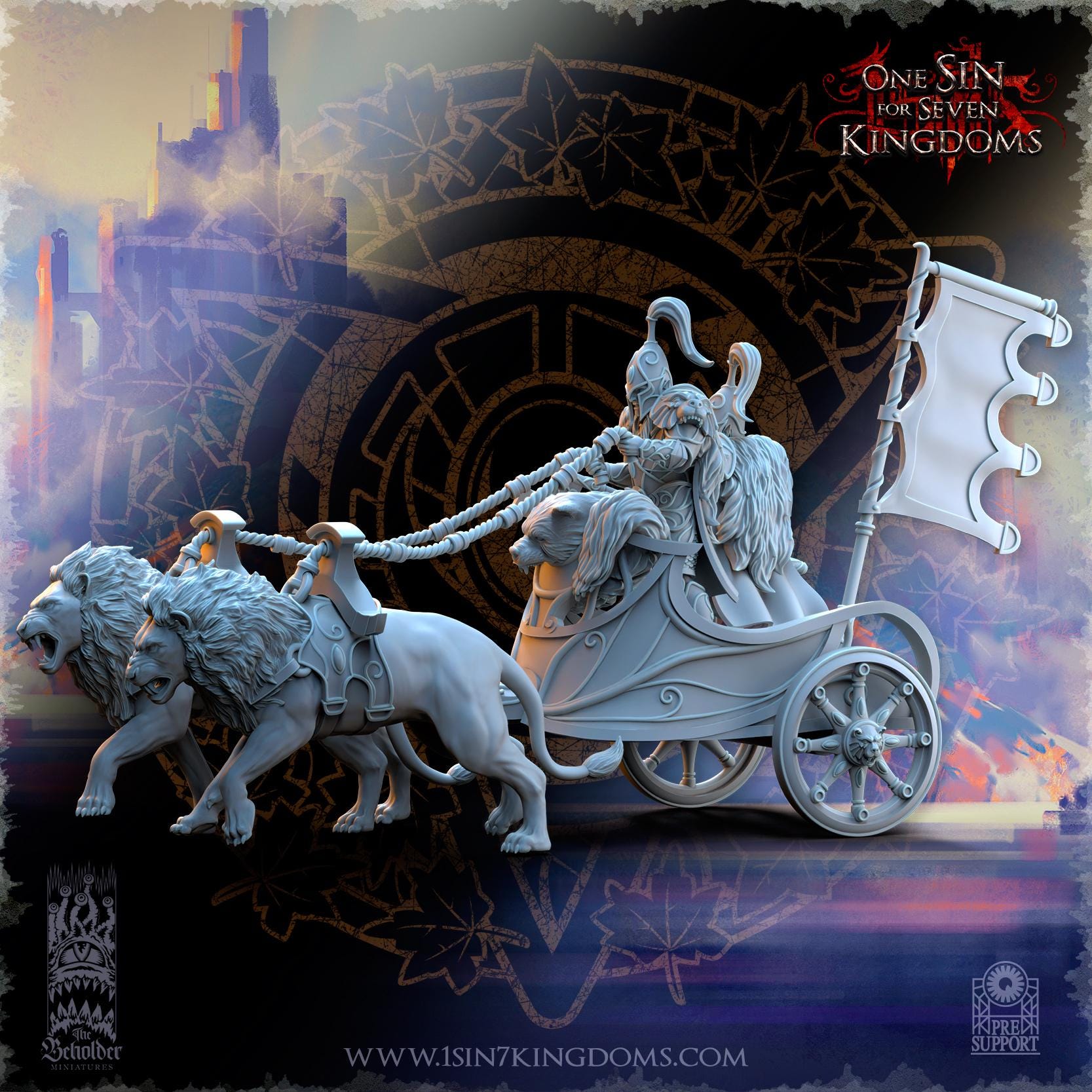 Silvermoor Elves Bear Guardians Chariot - in 12k- by The Beholder Miniatures