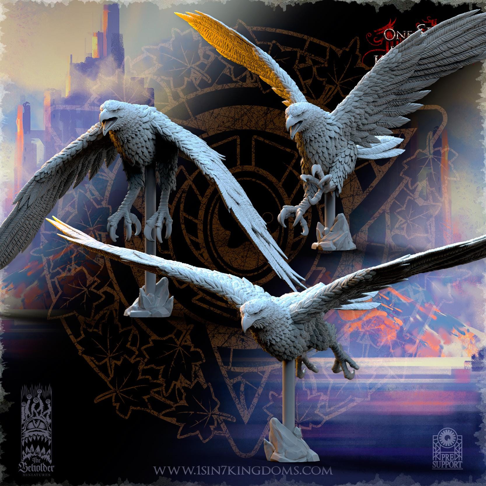Silvermoor Elves Royal Eagles - 3 models - in 12k- by The Beholder Miniatures