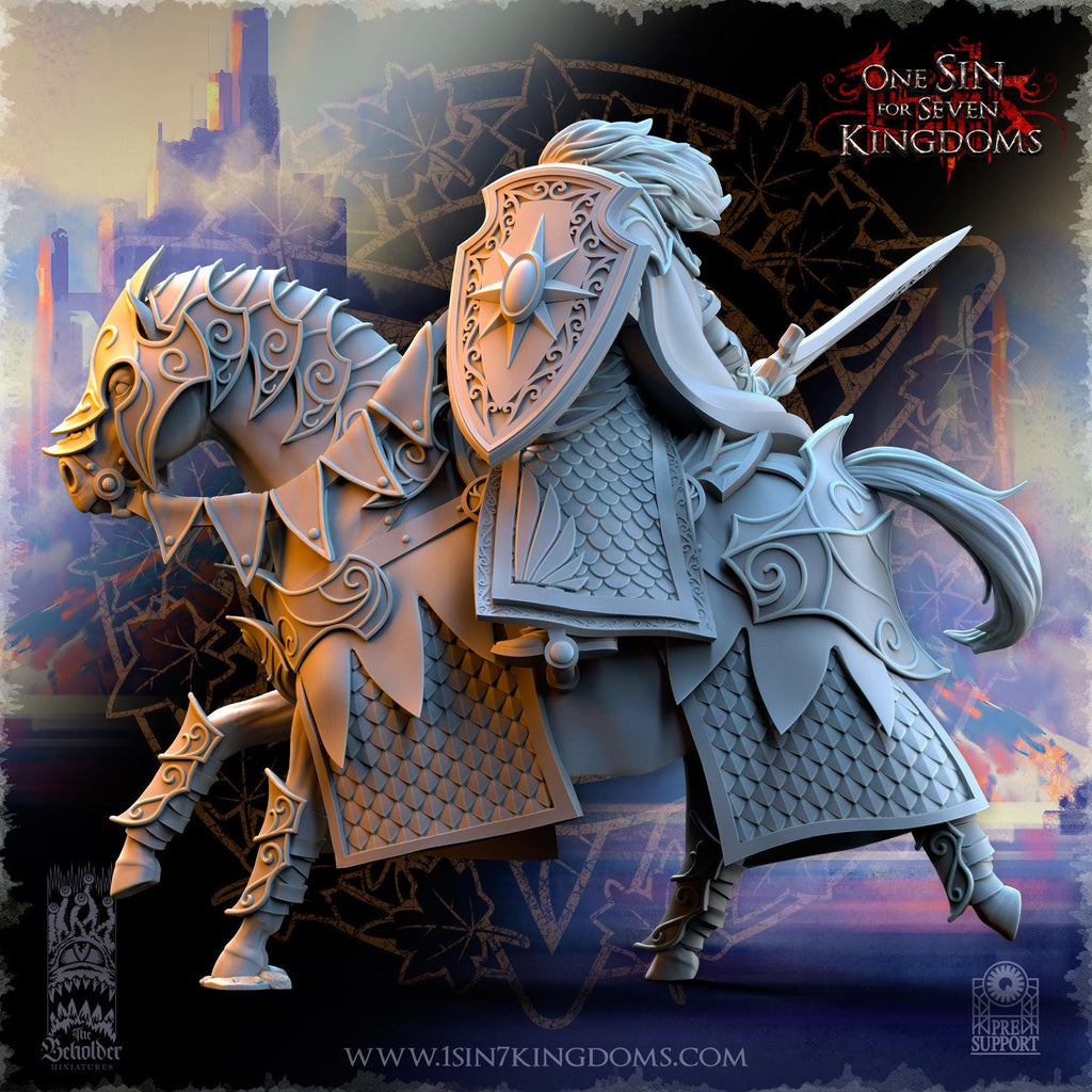 Polomhir, Silvermoor Elves Commander on Horse - in 12k- by The Beholder Miniatures