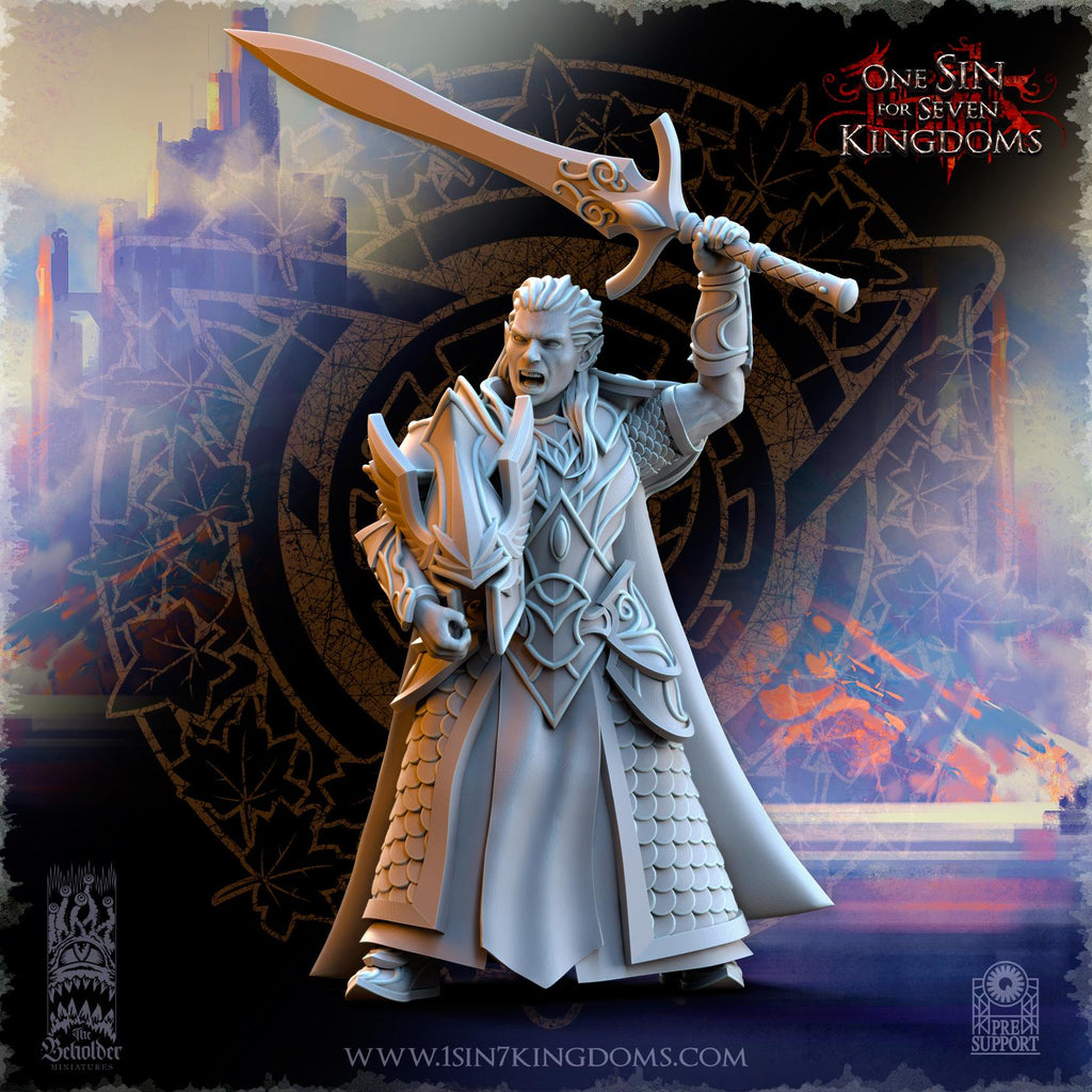 Silvermoor Elves Blades of Ashur Command Group - in 12k- by The Beholder Miniatures