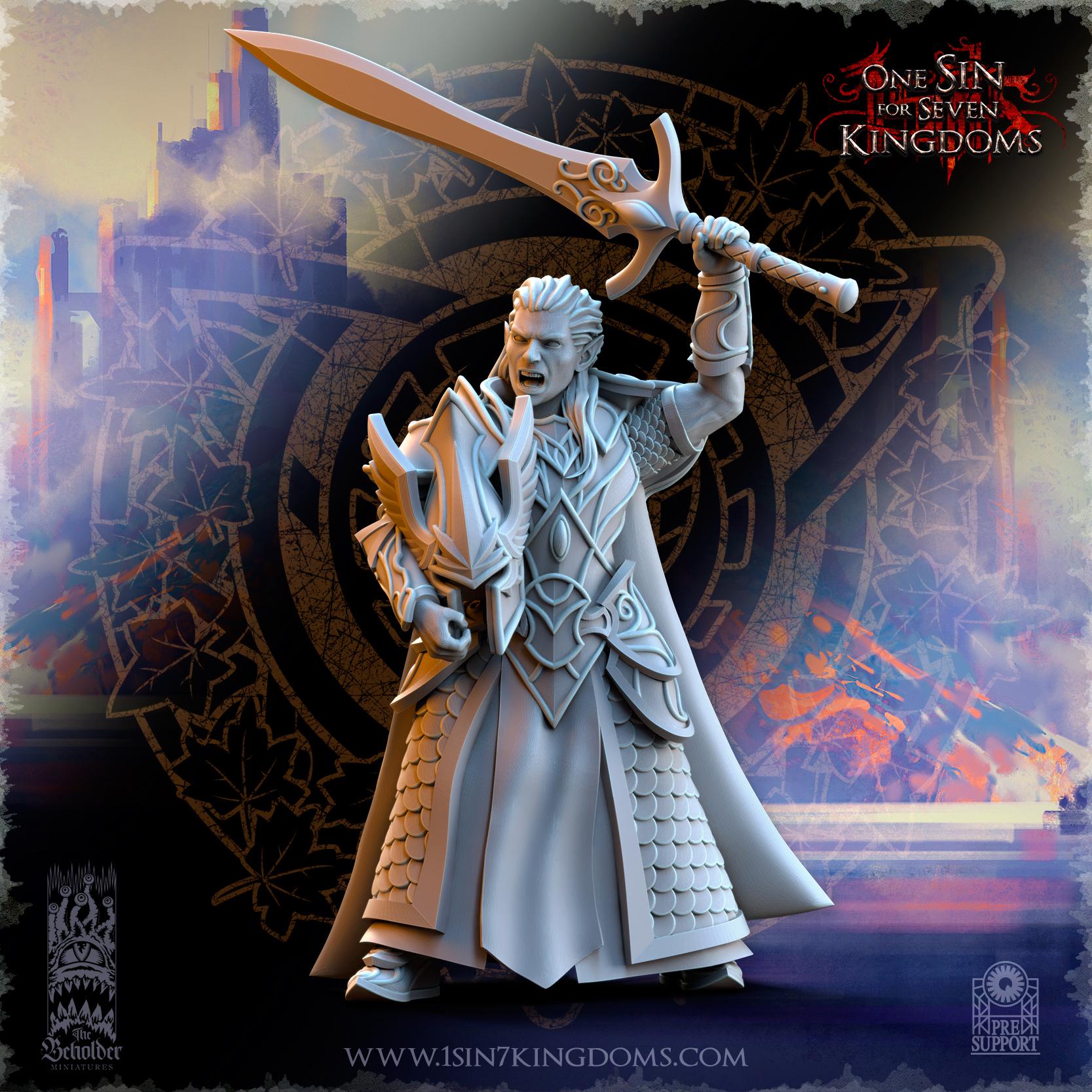 Silvermoor Elves Blades of Ashur Command Group - in 12k- by The Beholder Miniatures
