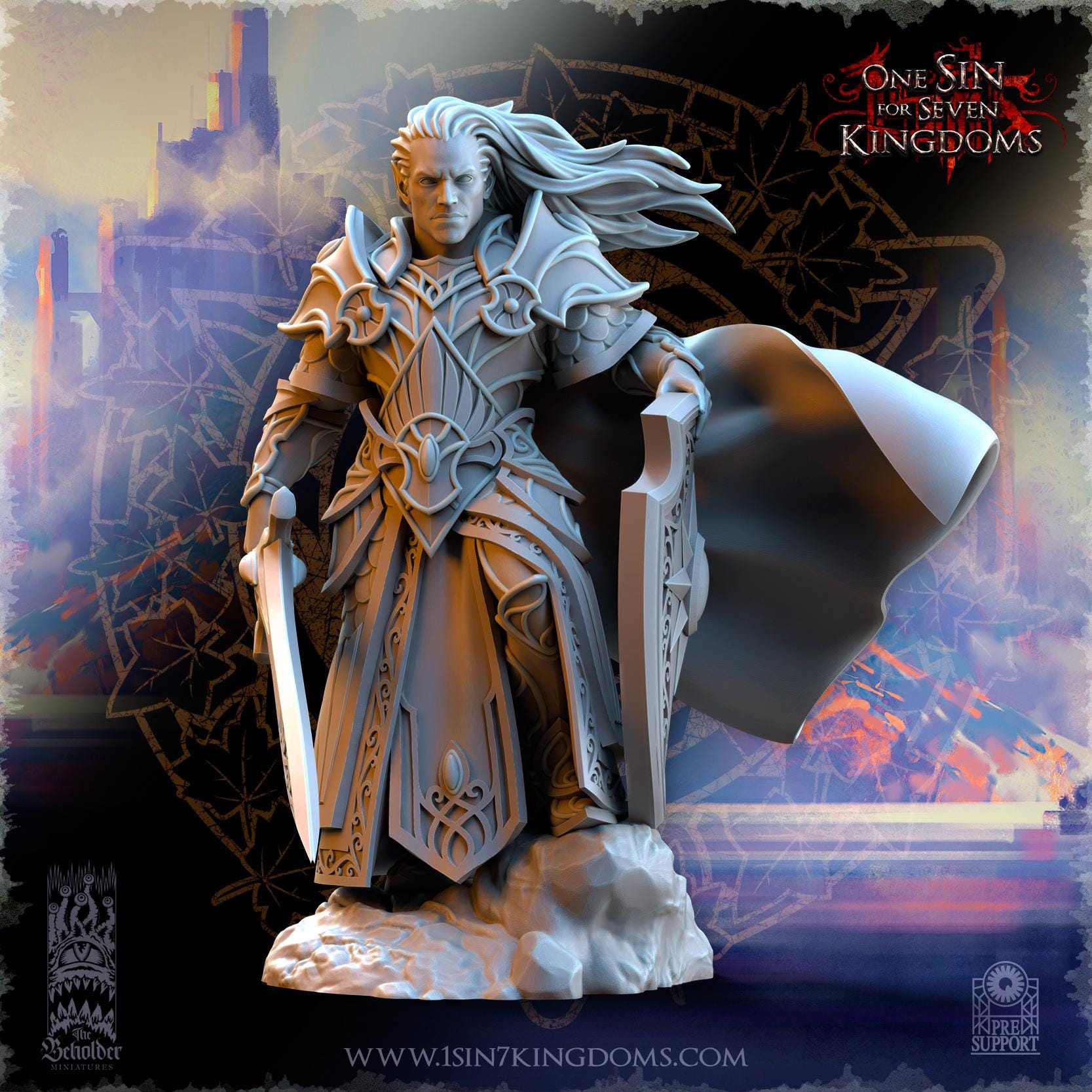 Polomhir, Silvermoor Elves Commander - in 12k- by The Beholder Miniatures
