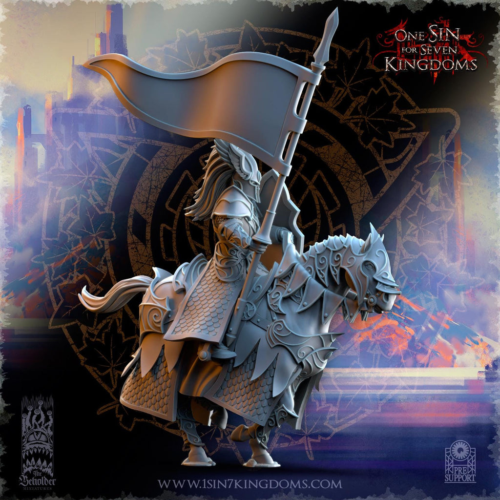 Silvermoor Elves Knights of Ashur Command Group - in 12k- by The Beholder Miniatures
