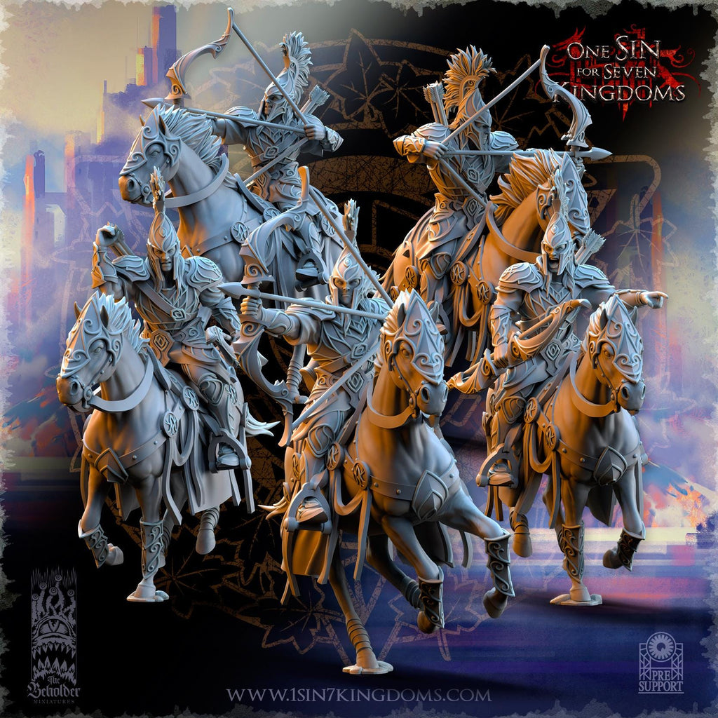 Silvermoor Elves Archers Cavalry - in 12k- by The Beholder Miniatures
