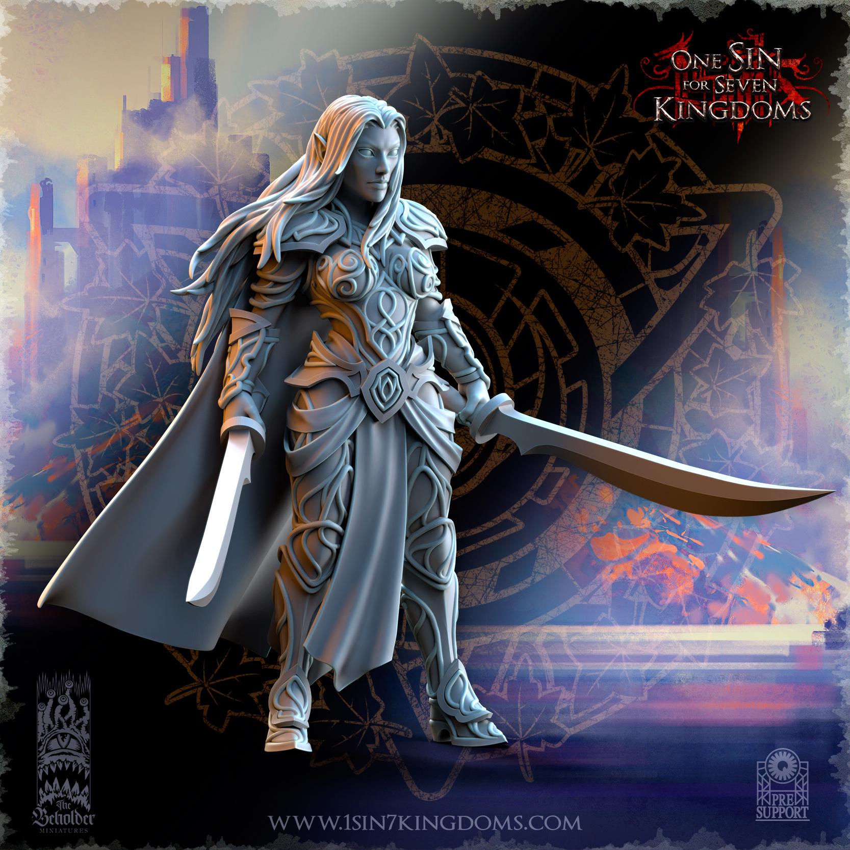 Lyriel, Silvermoor Elves Captain - in 12k- by The Beholder Miniatures