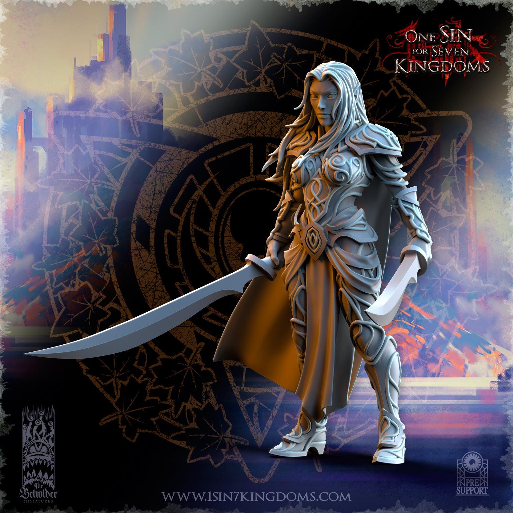 Lyriel, Silvermoor Elves Captain - in 12k- by The Beholder Miniatures