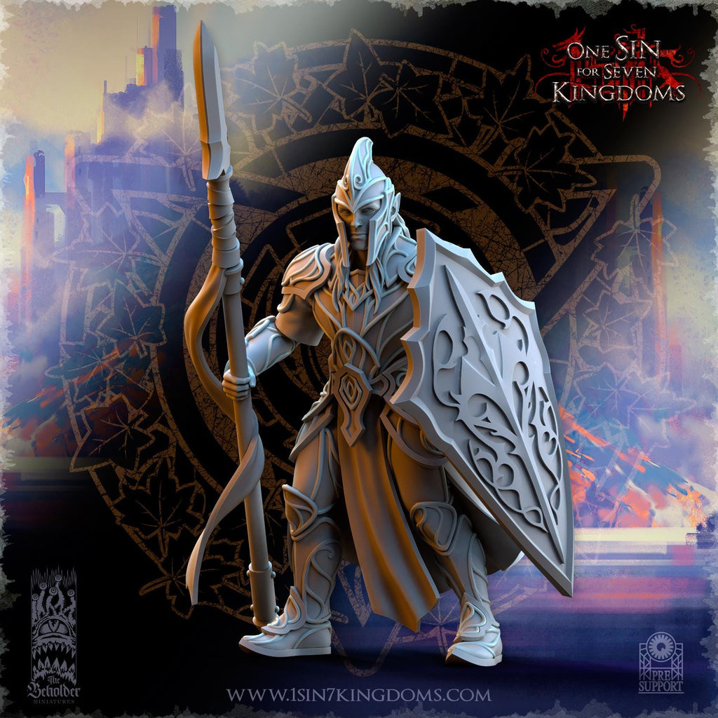 Silvermoor Elves Warriors with spears - in 12k- by The Beholder Miniatures