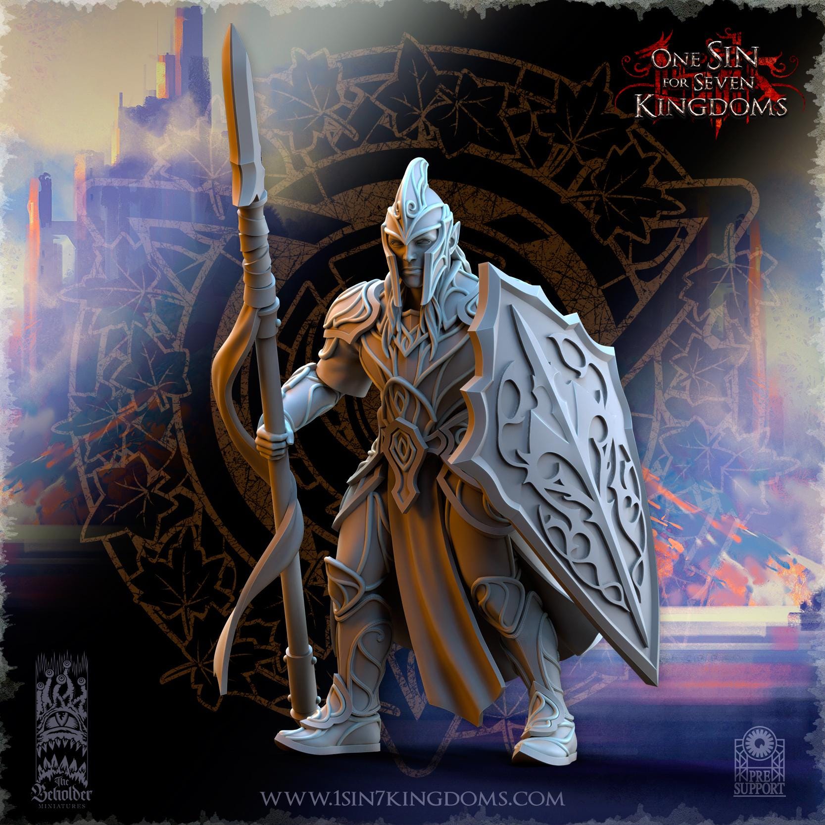 Silvermoor Elves Warriors with spears - in 12k- by The Beholder Miniatures