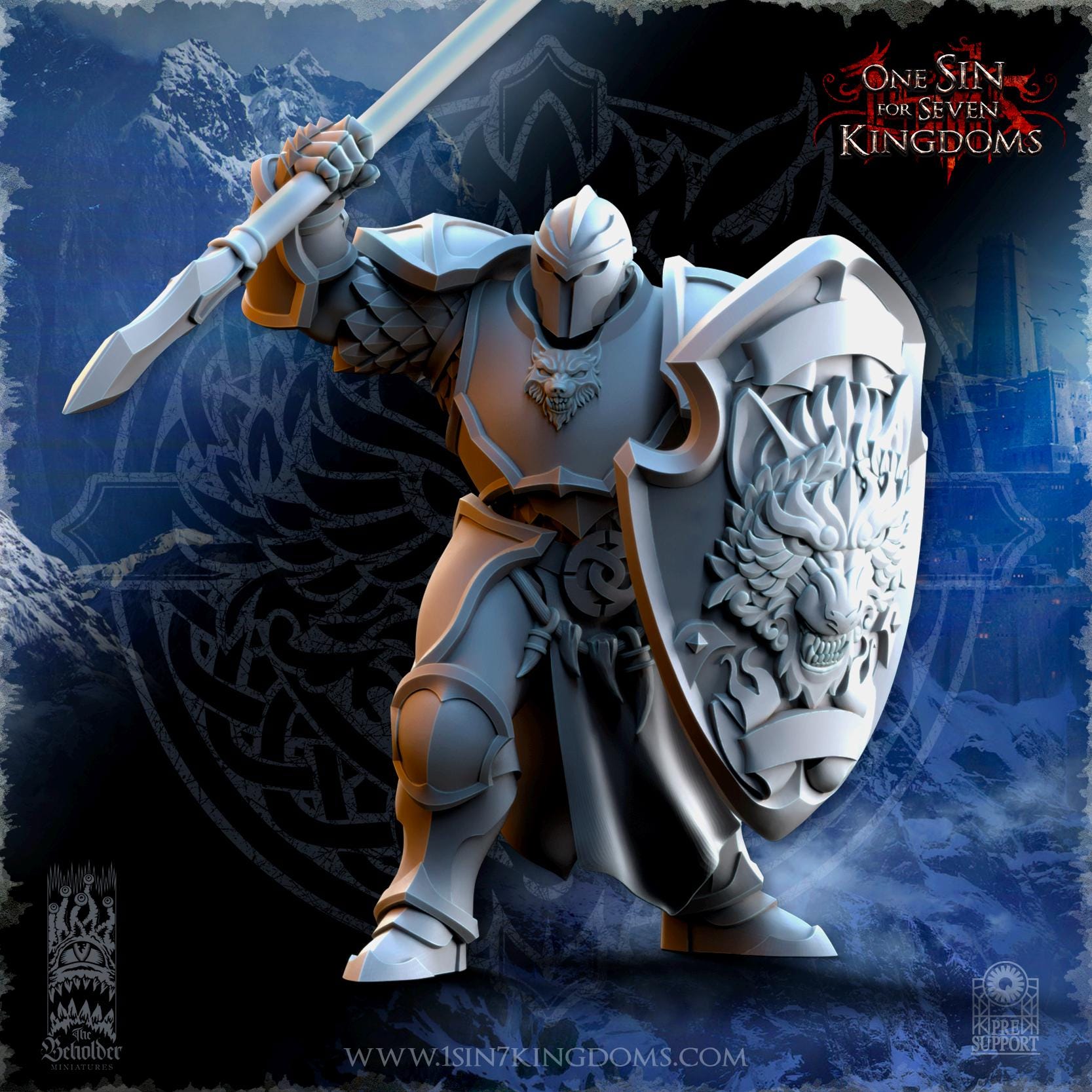 Stormwolves Warriors miniature - in 12K - by The Beholder Miniatures