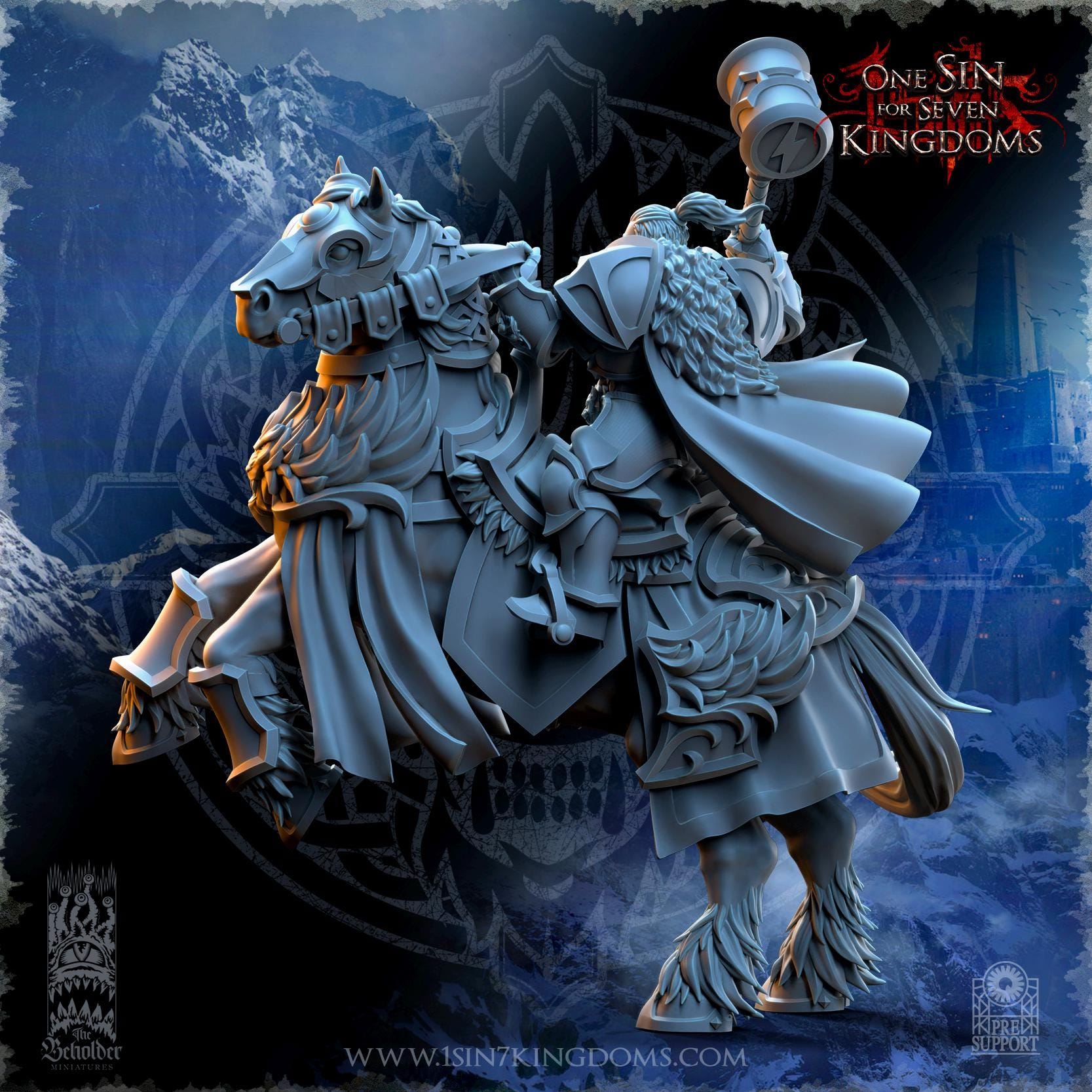 Haakon, Storm-Knight Commander miniature - in 12K - by The Beholder Miniatures