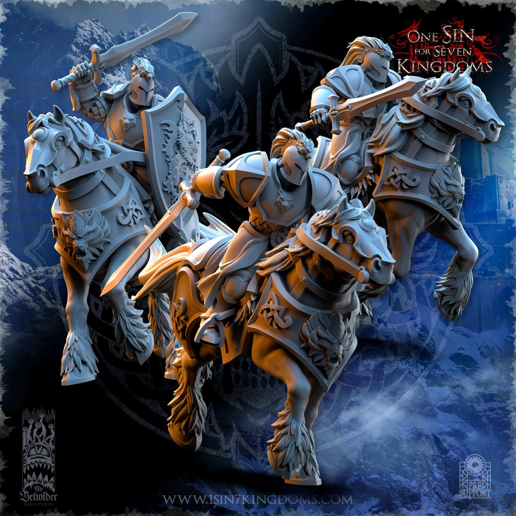 Stormwolves Storm-Knights miniature - in 12K - by The Beholder Miniatures