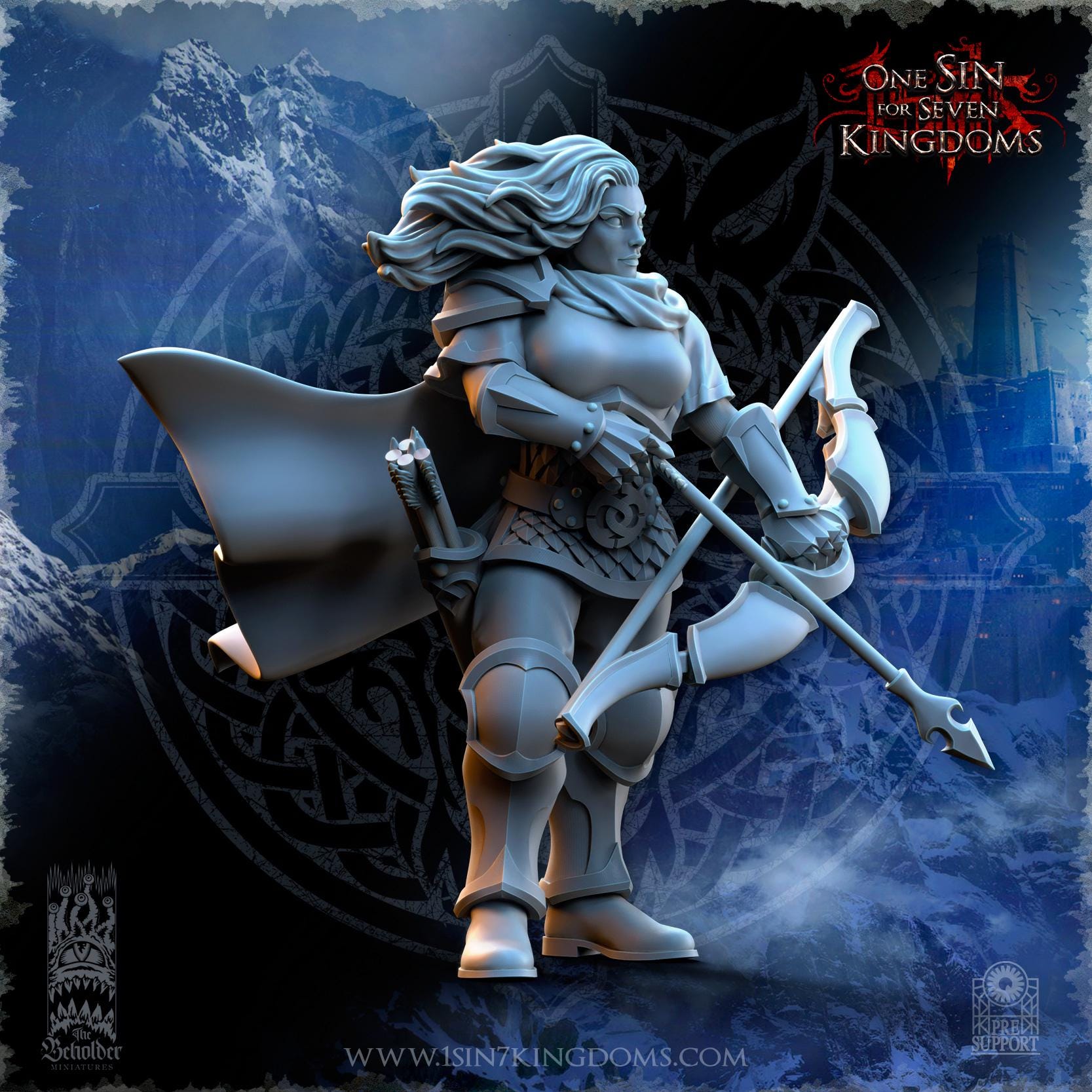 Revna "The Orc Hunter" miniature - in 12K - by The Beholder Miniatures