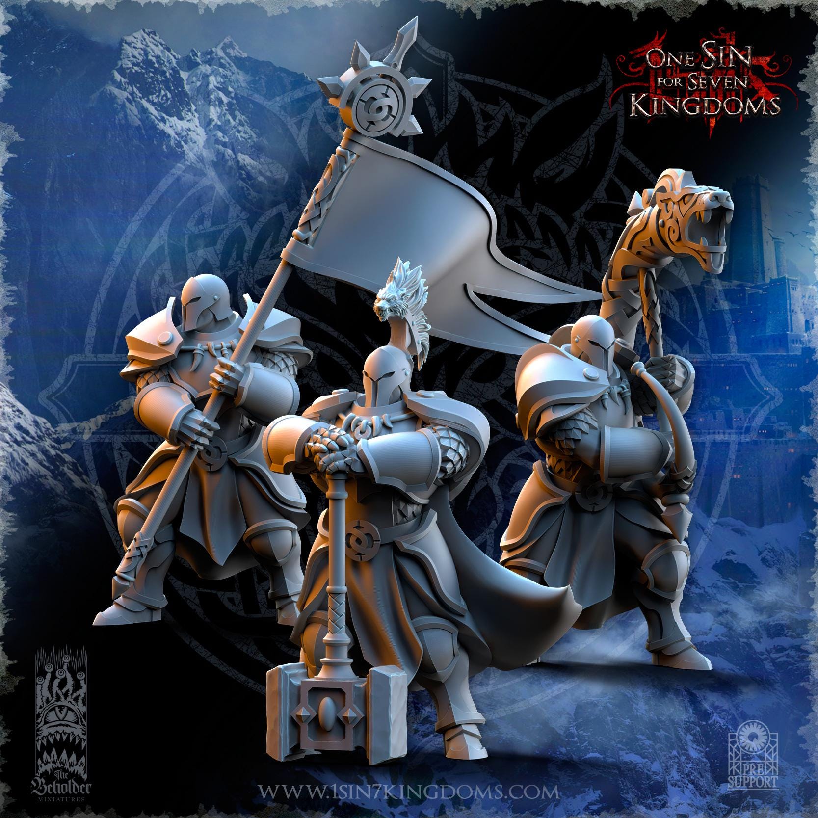Stormwolves Sunderers Command Group miniature - in 12K - by The Beholder Miniatures