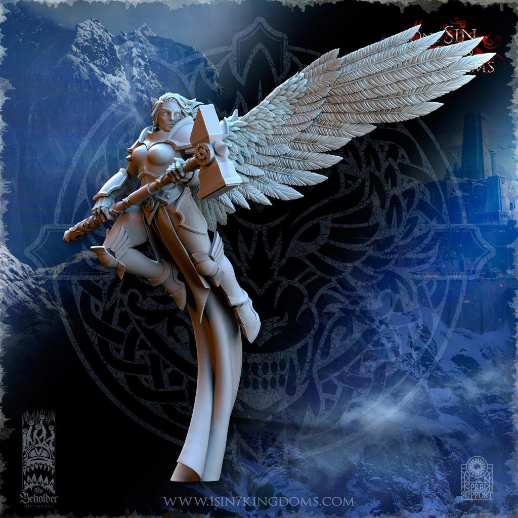 Stormwolves Valkyries Two Handed Hammer miniature - in 12K - by The Beholder Miniatures