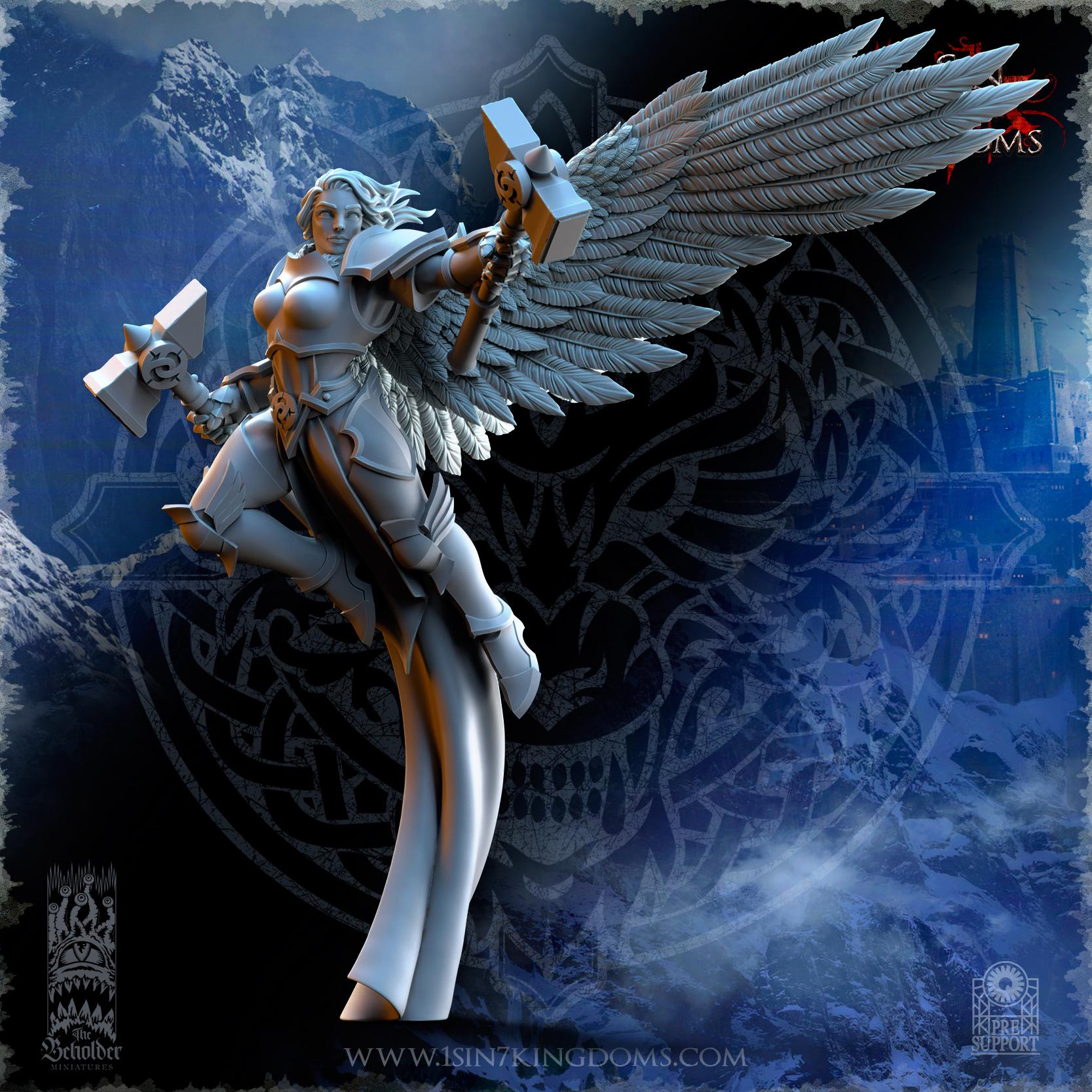 Stormwolves Valkyries Two Hammers miniature - in 12K - by The Beholder Miniatures