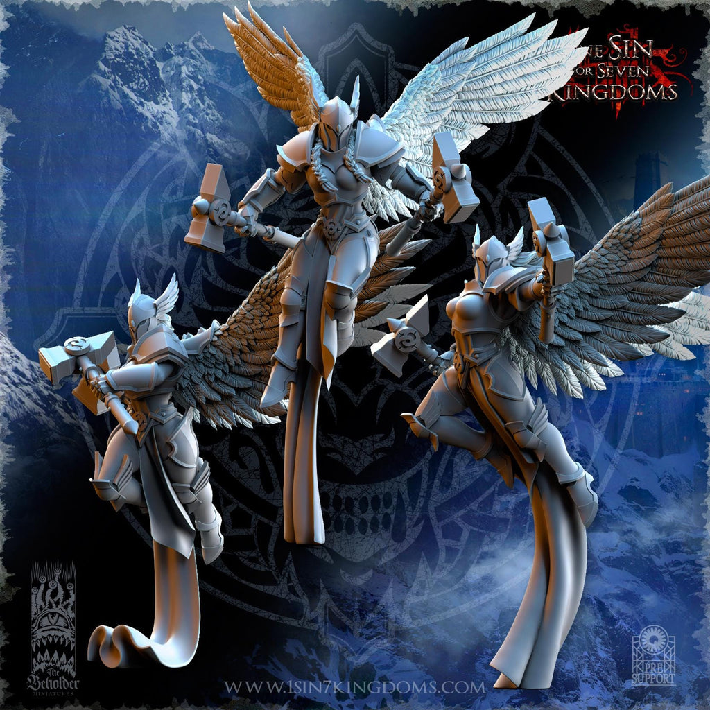 Stormwolves Valkyries Two Hammers miniature - in 12K - by The Beholder Miniatures