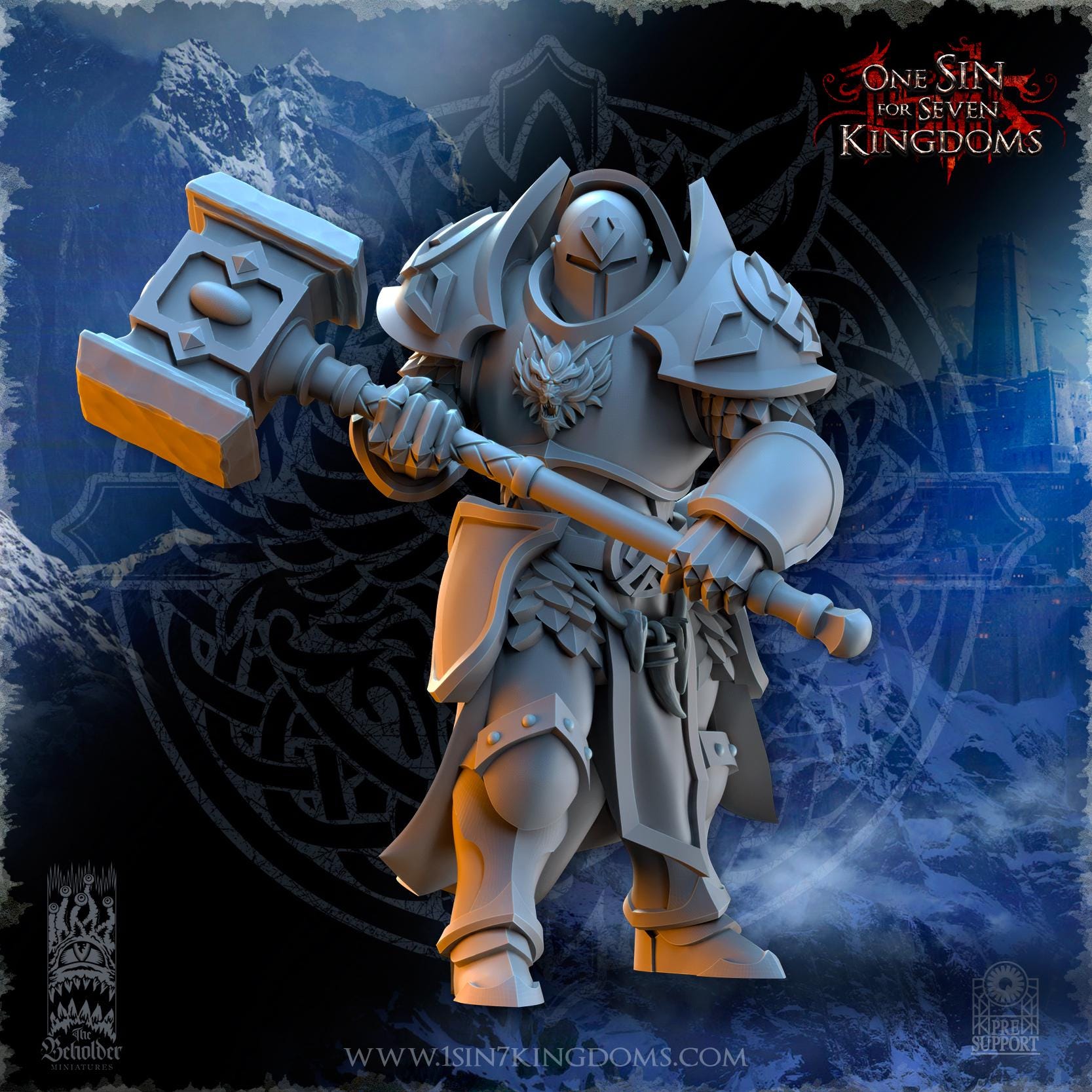 Stormwolves Punishers with two handed Hammers miniature - in 12K - by The Beholder Miniatures