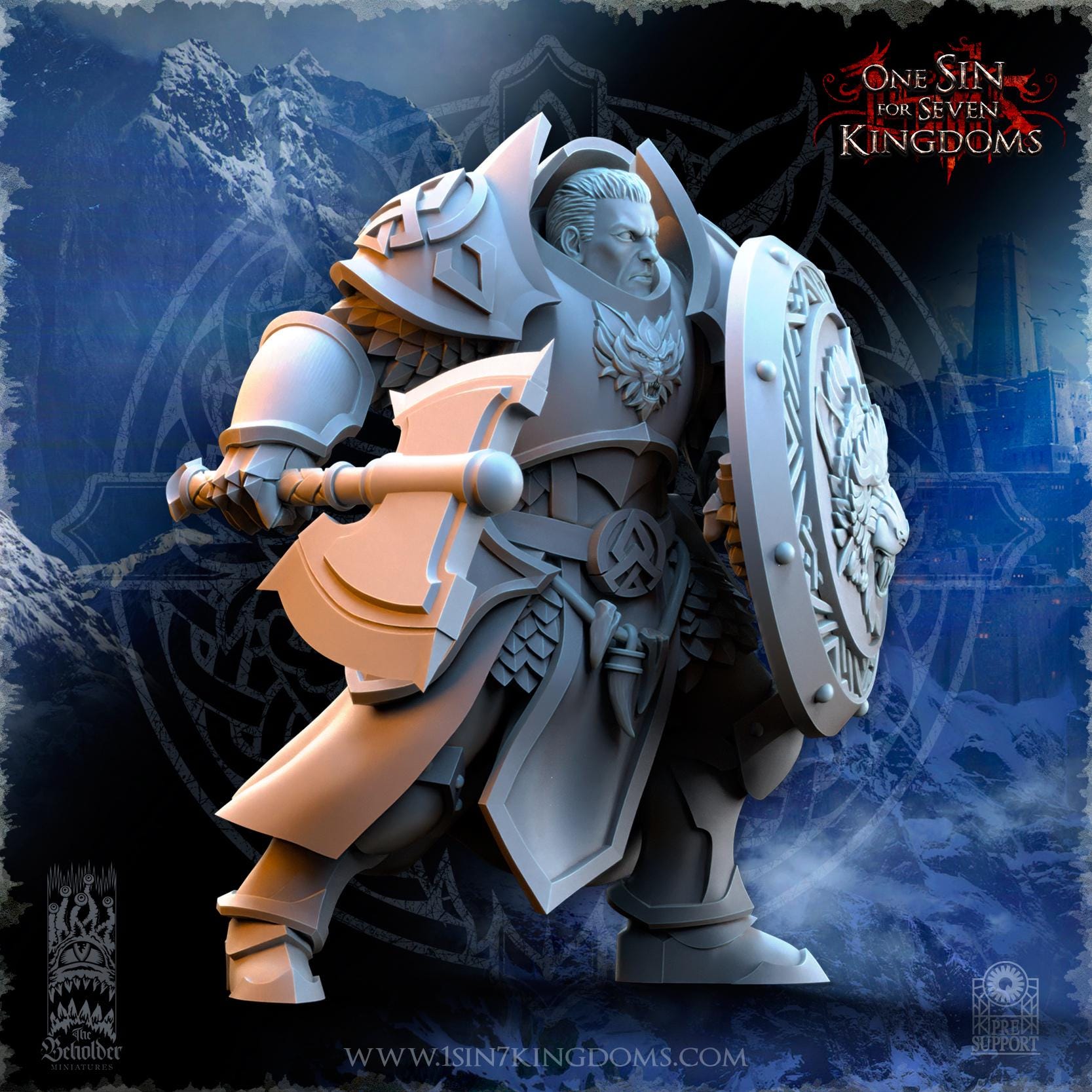 Stormwolves Punishers with Axes miniature - in 12K - by The Beholder Miniatures