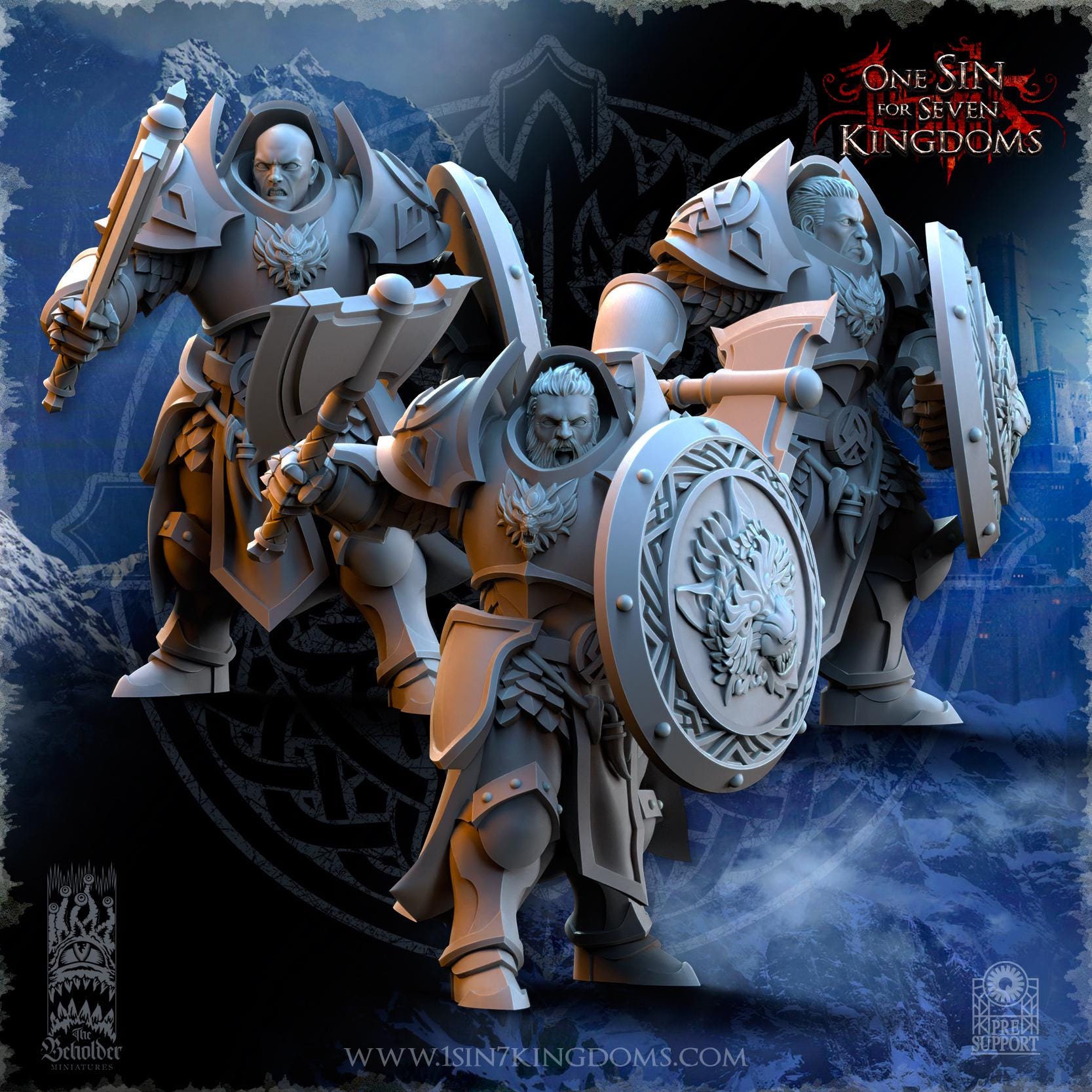 Stormwolves Punishers with Axes miniature - in 12K - by The Beholder Miniatures