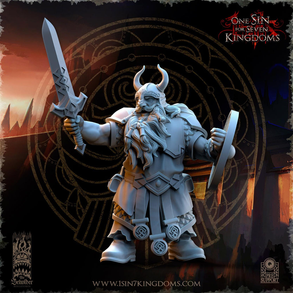 Dwarven Kingdoms Warriors Command Group - in 12k- by The Beholder Miniatures